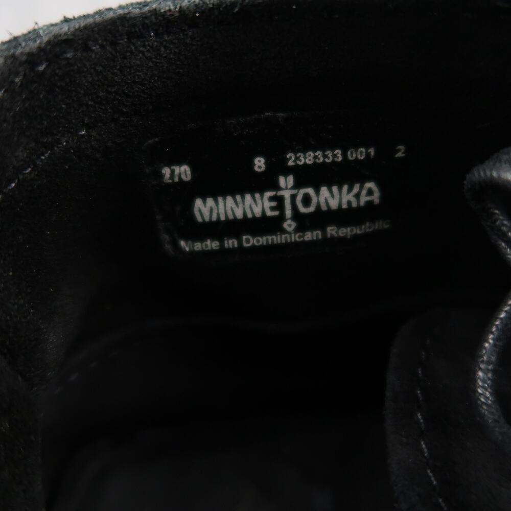 Minnetonka Shoes Womens 8 Moccasin Chukka Ankle Bootie Leather Black Lace Up - Picture 11 of 13